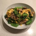 小松菜と豚コマと卵の炒め物